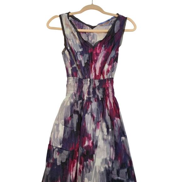 Simply Vera Vera Wang Watercolor Print Sleeveless Dress S Multicolor Cotton Blen - Picture 6 of 10